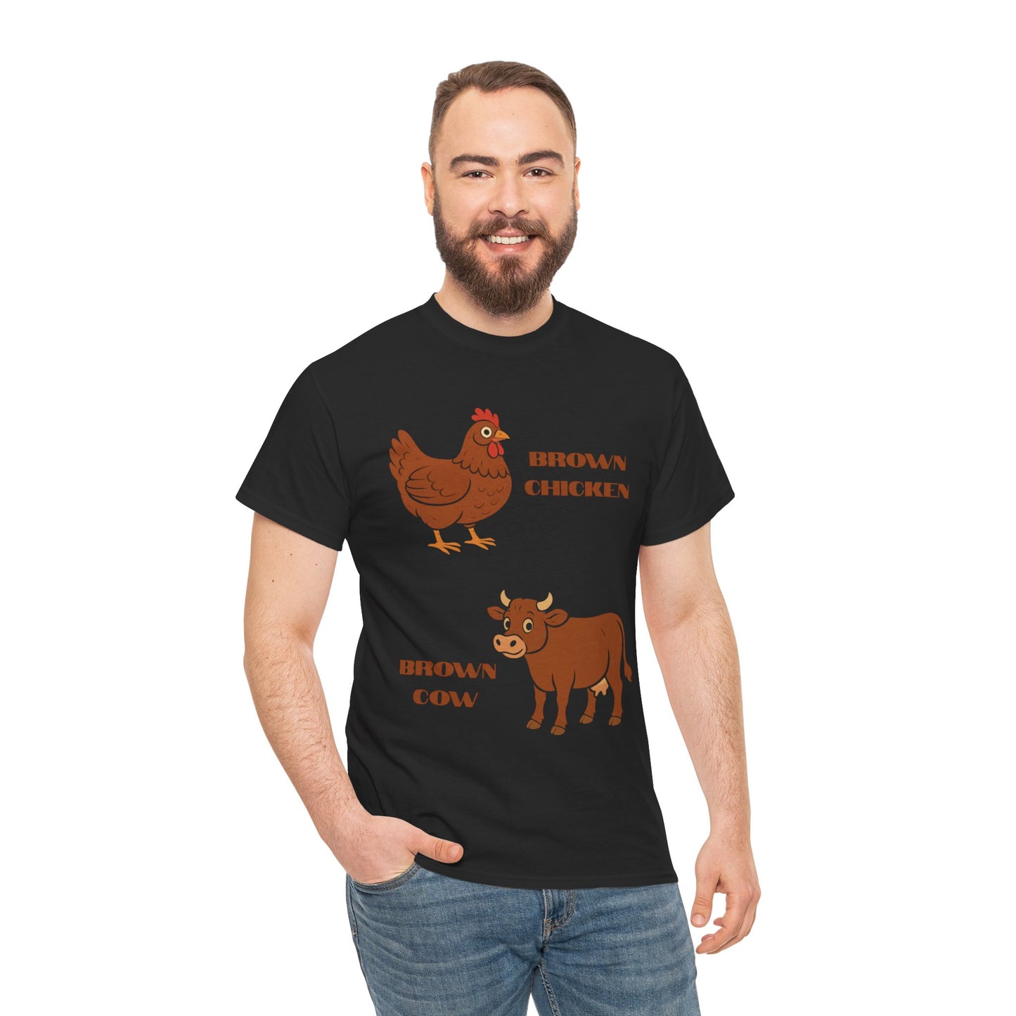 Classic Brown Chicken Brown Cow Unisex Tee, Funny Adult T-shirt, Hilarious Graphic Cotton Shirt,