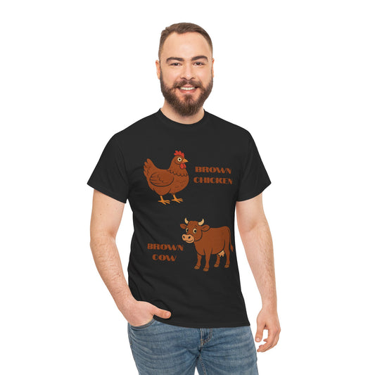 Classic Brown Chicken Brown Cow Unisex Tee, Funny Adult T-shirt, Hilarious Graphic Cotton Shirt,